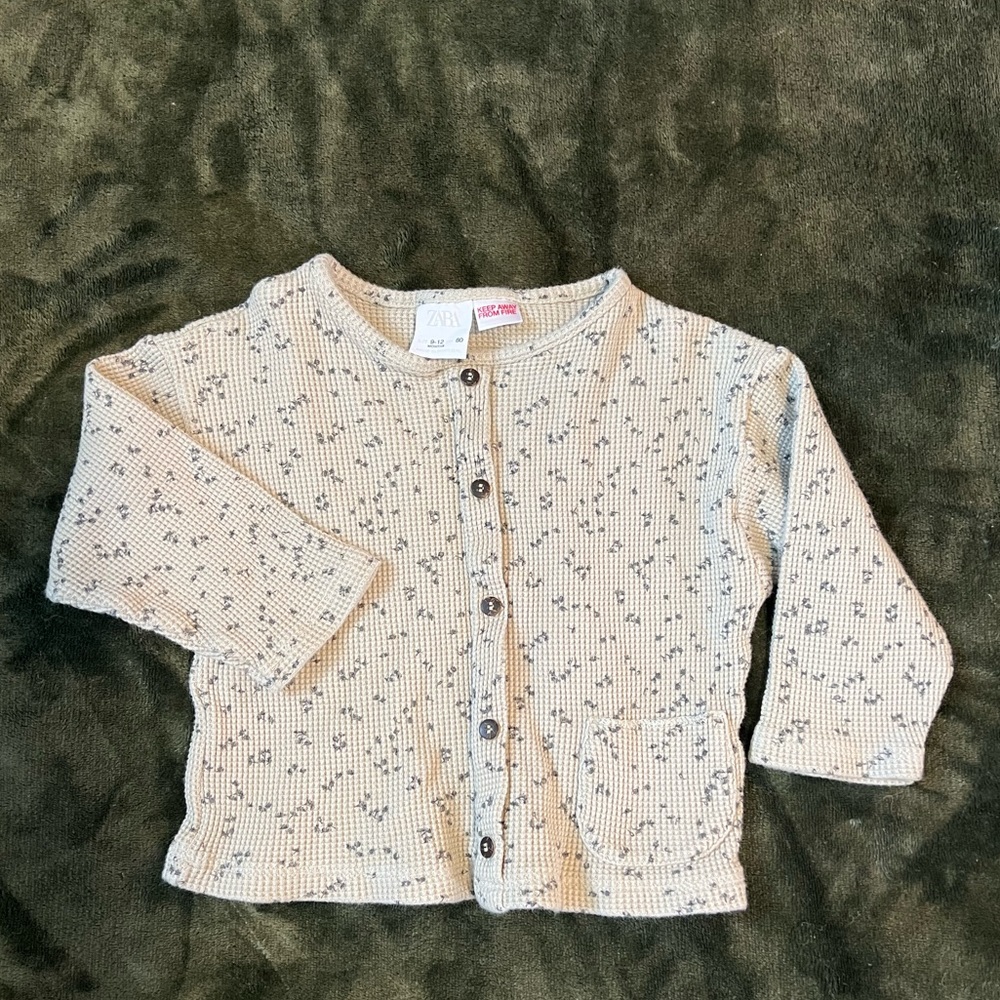 Zara Baby Girl Floral Flannel Cardigan 9-12 M